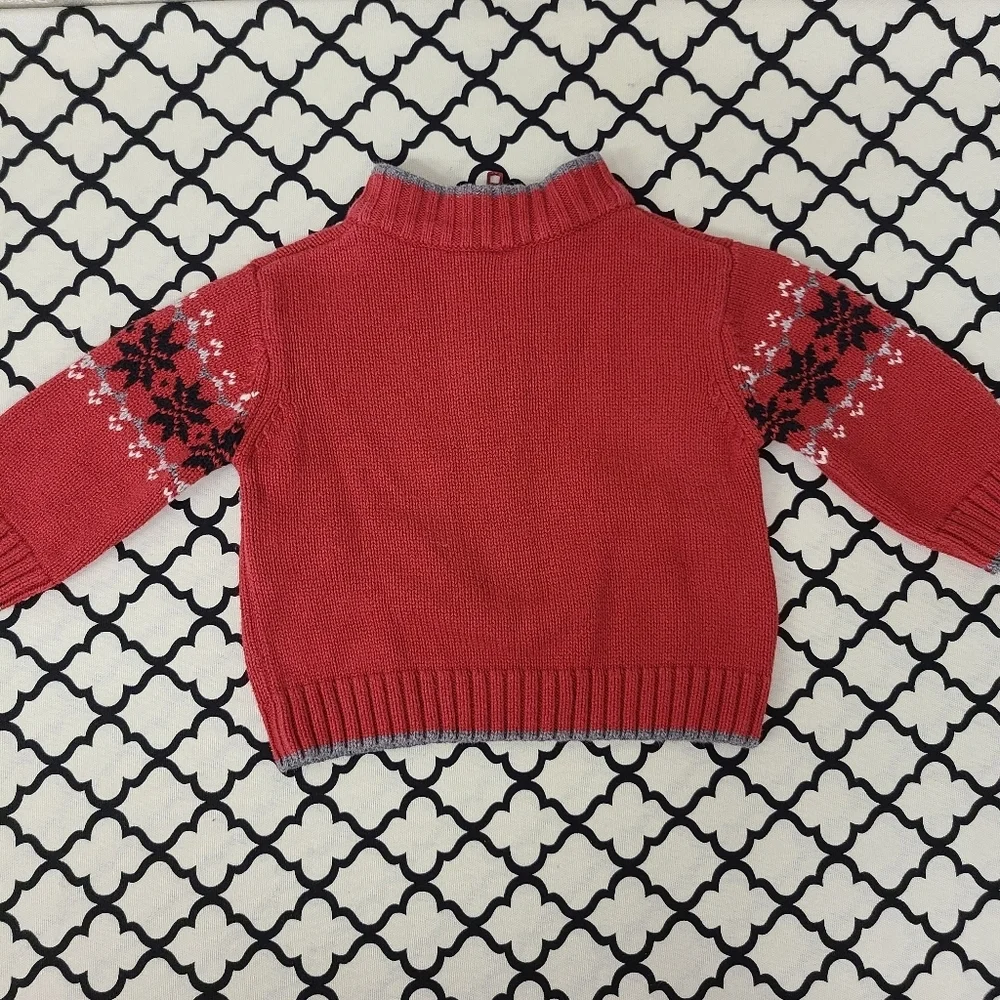 Gymboree Cotton Winter Half Zip Red Snowflake Sweater Size 3-6 Months